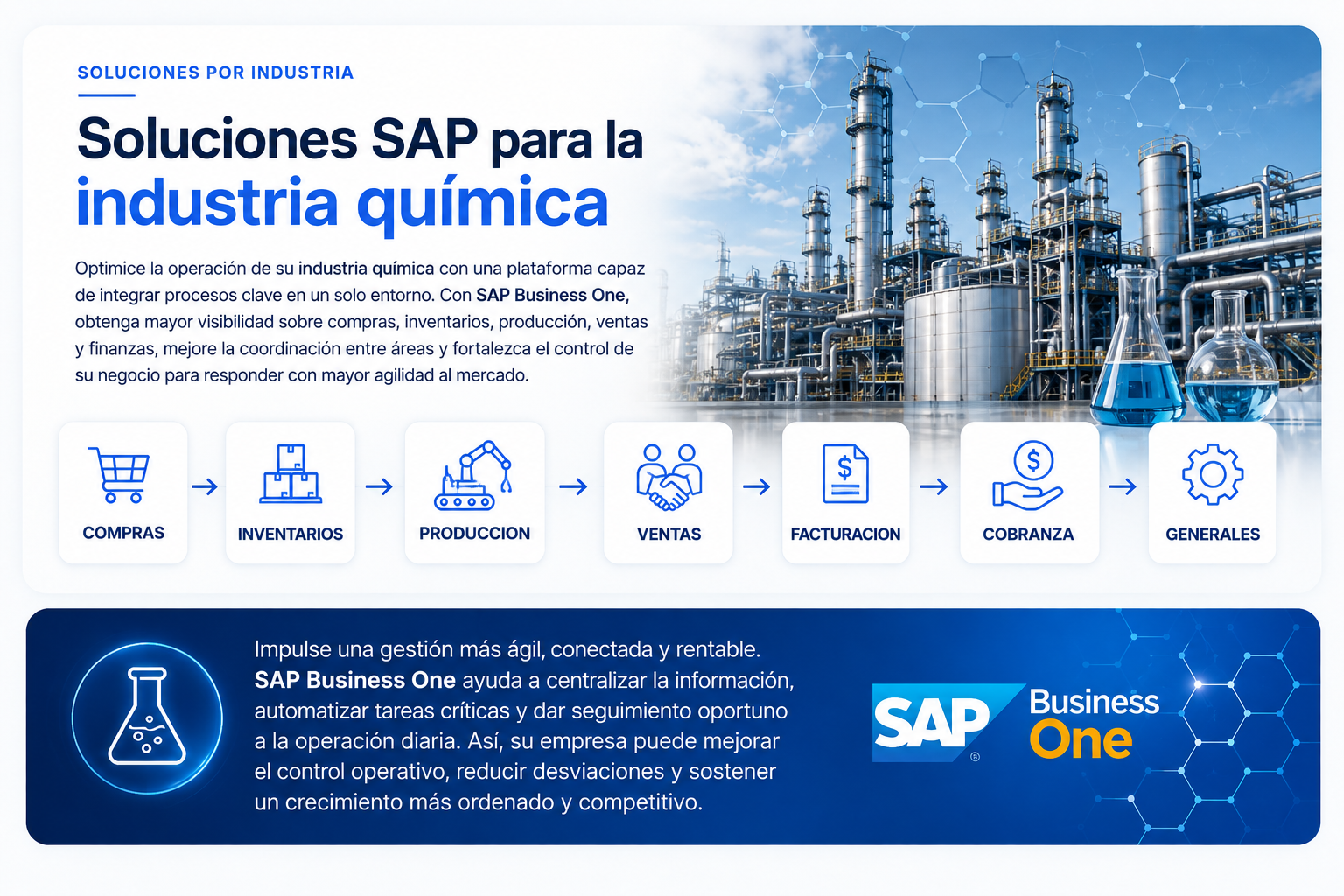Cobertura SAP Business One para la industria química.